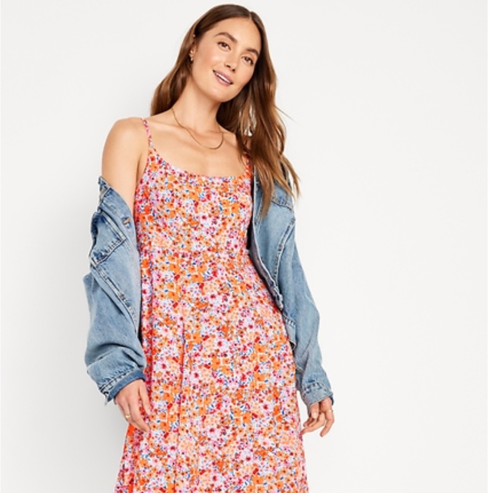 Floral Pink and Orange Women's Dress